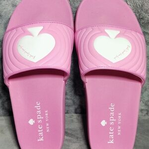 Super Cute Kate Spade Pink Heart Slide Sandals "Splash Poolside" Size 7